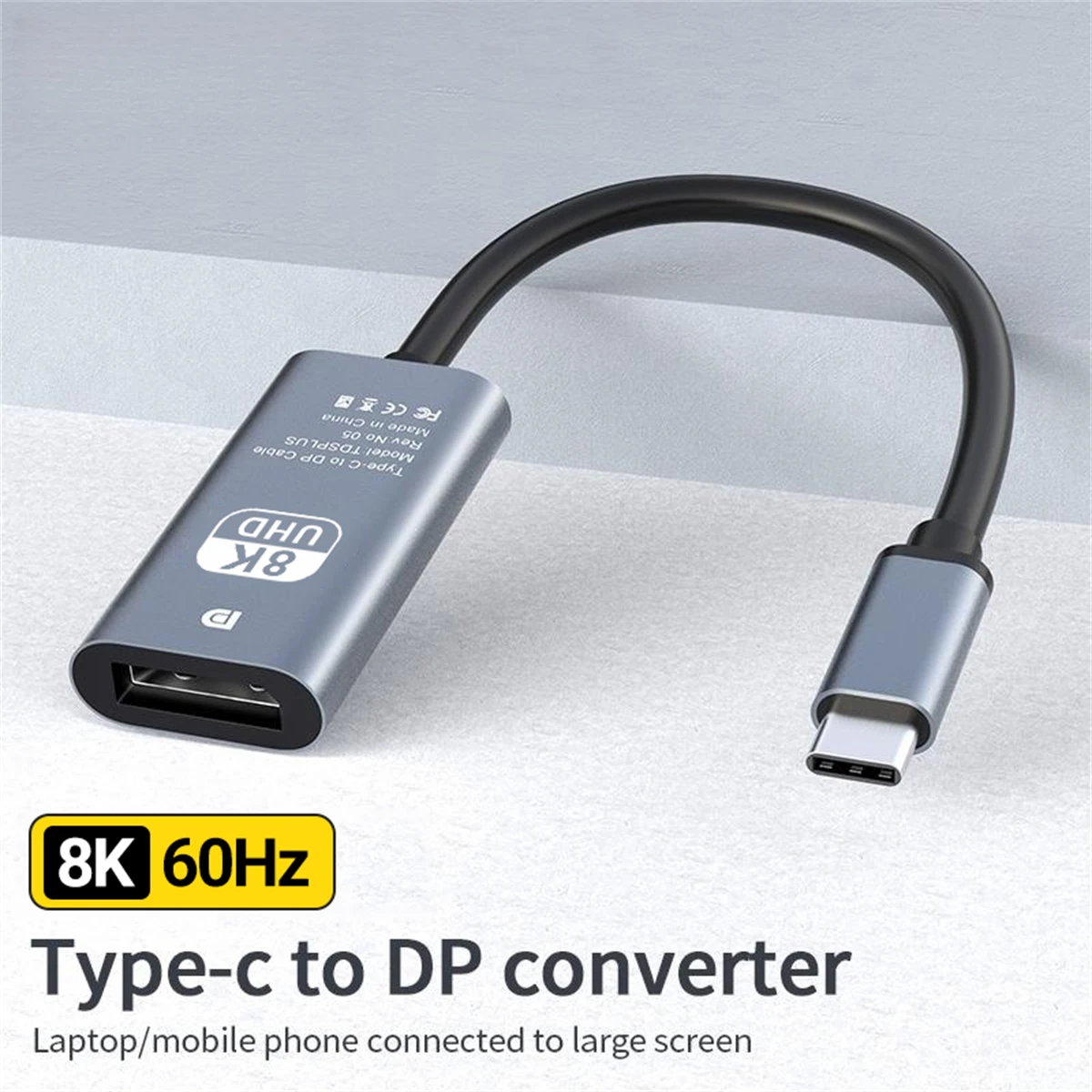 8K60Hz USB-C to DP converter,  Aluminum Shell Type-C To DP Adapter For MacBook,Tablet,Mobile Phone,Laptop