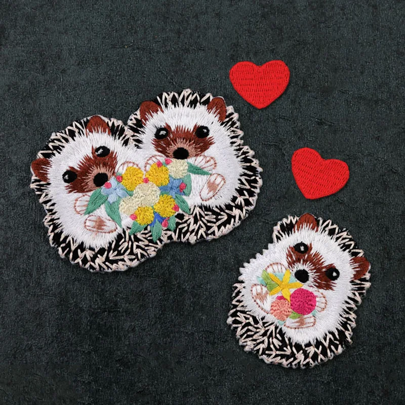 Embroidery DIY Hedgehog Patch, Iron On Animal, Cute Small Fashion Cloth Sticker, Denim Down Jacket, Clothes Decoration, 1 Piece