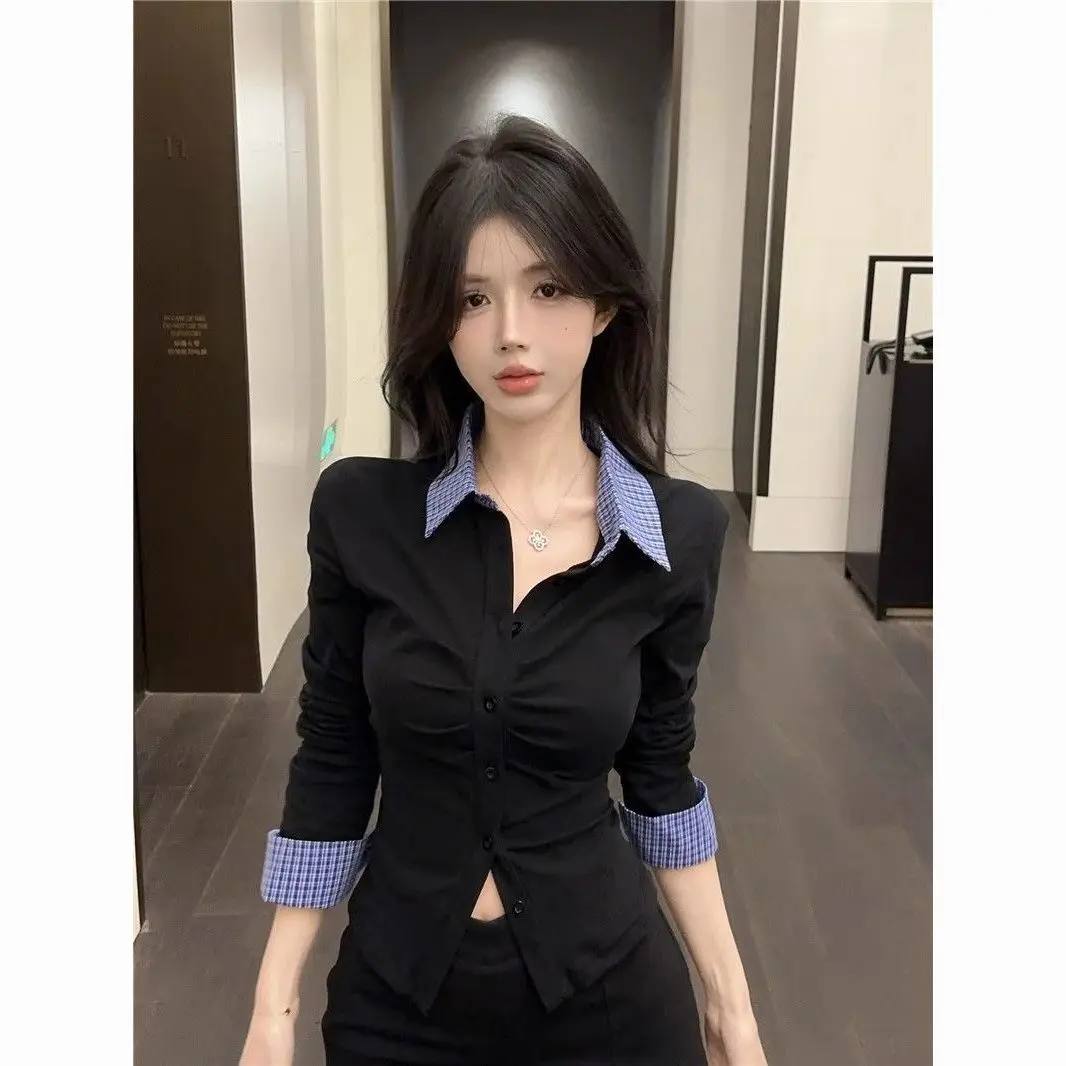 

Retro Plaid Splicing Long Sve Knitted irt Women's Autumn Winter Faionable Collared Top School Sle Pleated Two-Piece ...