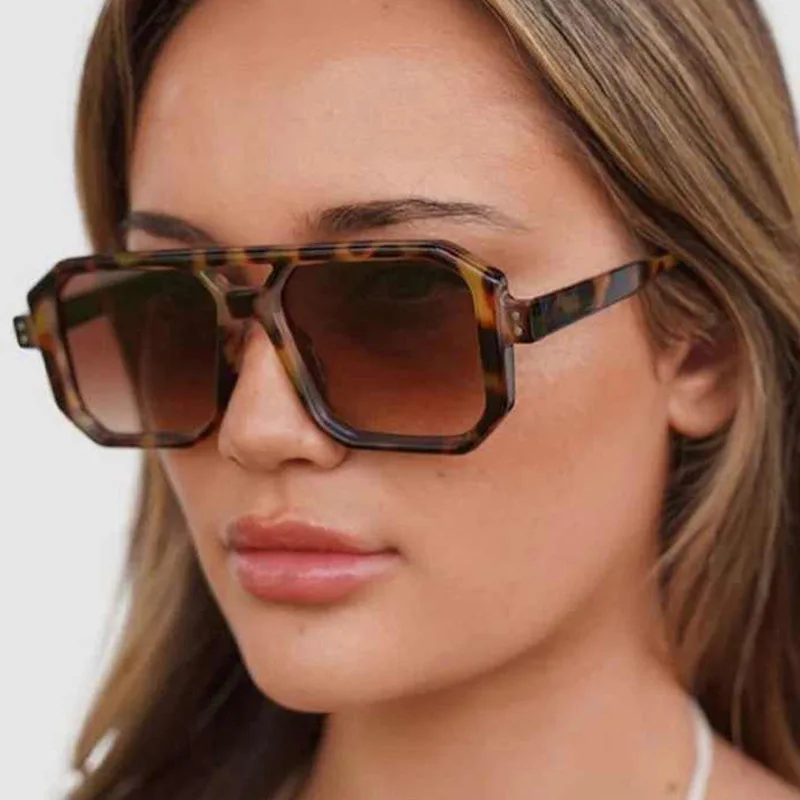 Neue Vintage Quadratische Sonnenbrille für Damen und Herren Marken-Rechteck-Sonnenbrille Ovale Brillen für Männer und Frauen – Detail 1