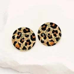Stud Earrings For Women Round Pleated Irregular Leopard Print Simple Metal Ear Accessories Holiday Party Fashion Jewelry E549