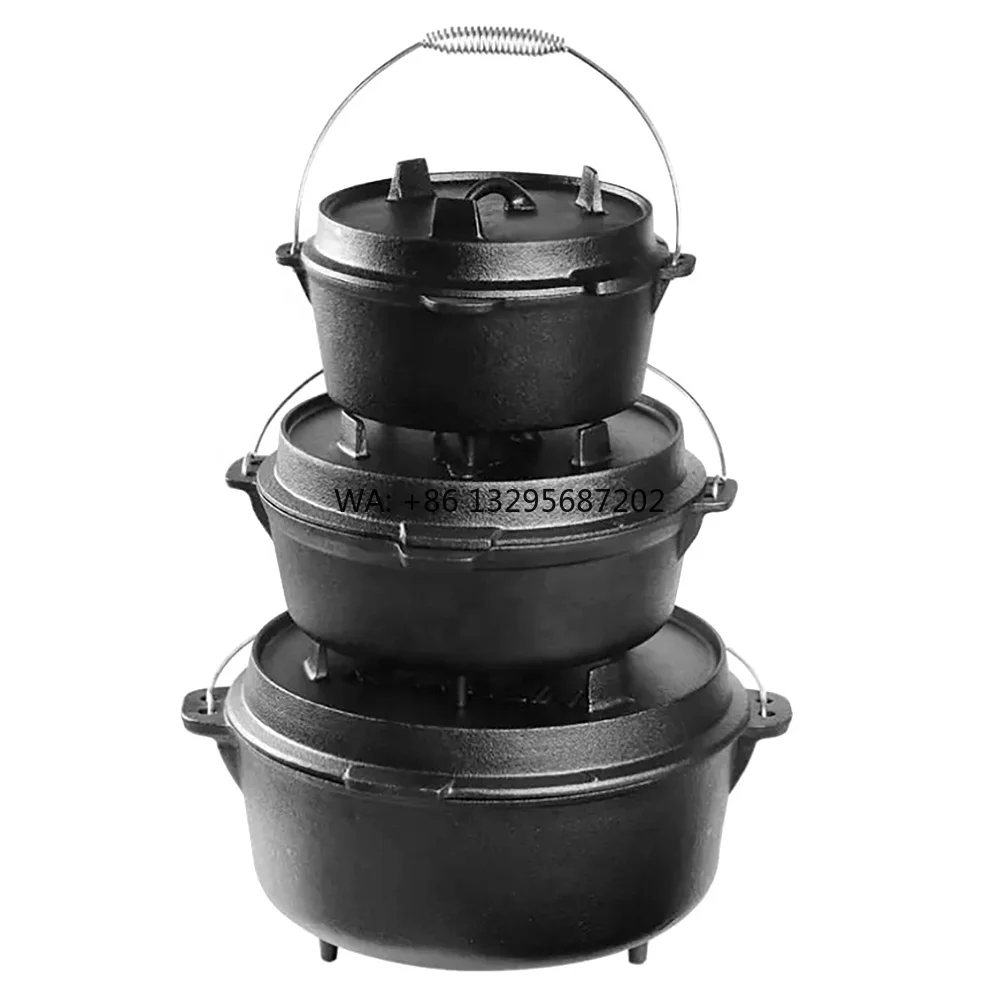 

Предварительно приправленная чугунная голландская духовка, уличная посуда, многофункциональная кастрюля для тушения супа, универсальная металлическая кастрюля для приготовления пищи