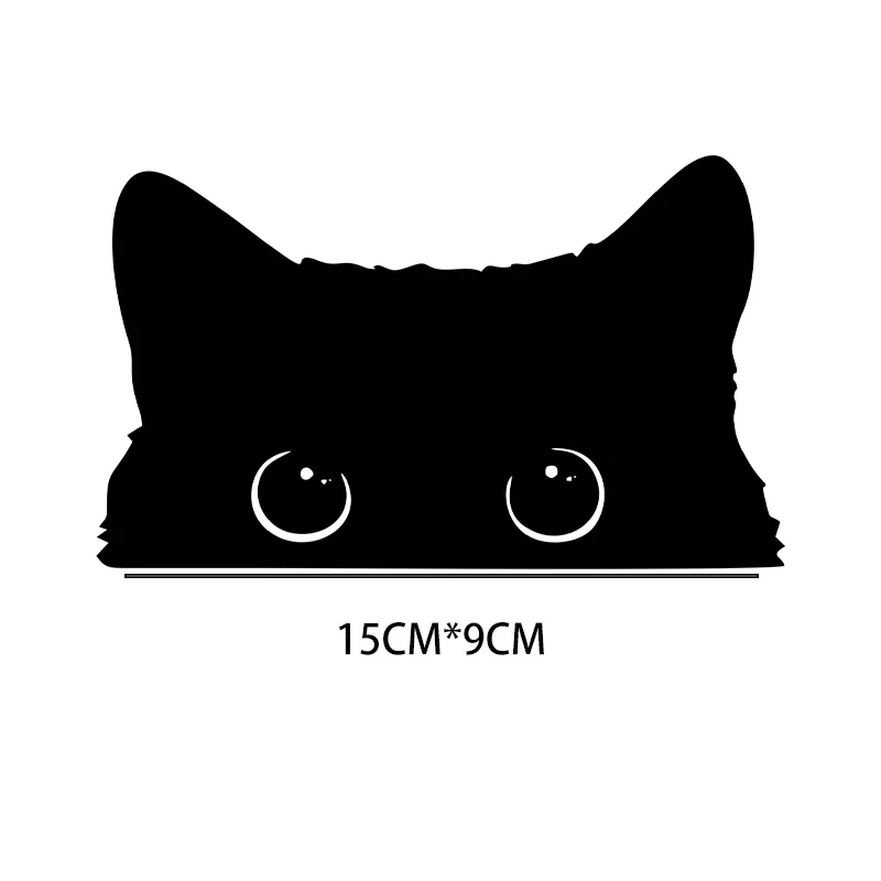 15 * 9 CM urocze naklejki samochodowe Akcesoria Chudy kot kradnie z dużymi oczami Zegarek Winylowa osłona samochodowa Wodoodporna