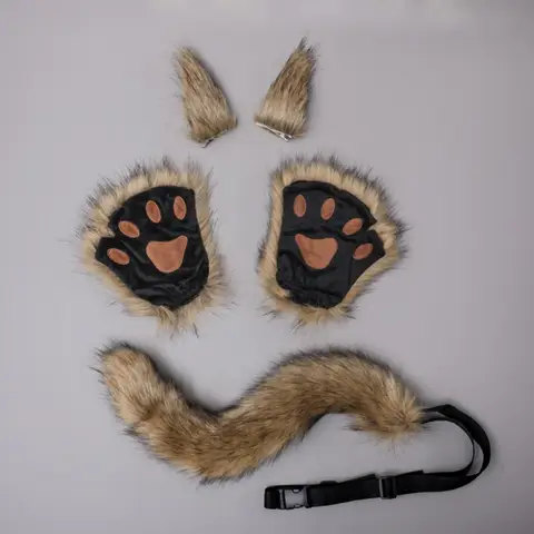 Halloween Wolf Ear Beast Ear Tail Set Bendable Cosplay Party Cosplay Fox Ear Hairpin Lolita Cosplay Anime Set Accessories