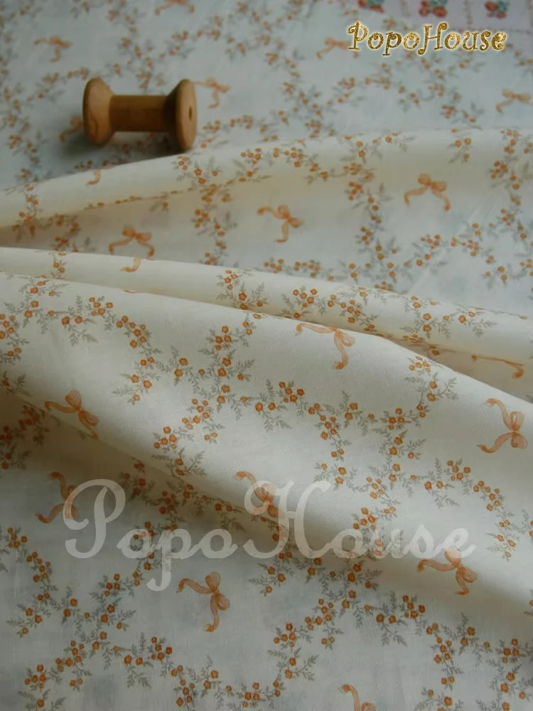 140x50cm Camellia Floral Cotton Poplin Fabric for Dress Shirt Children Clothing DIY Sewing Cloth