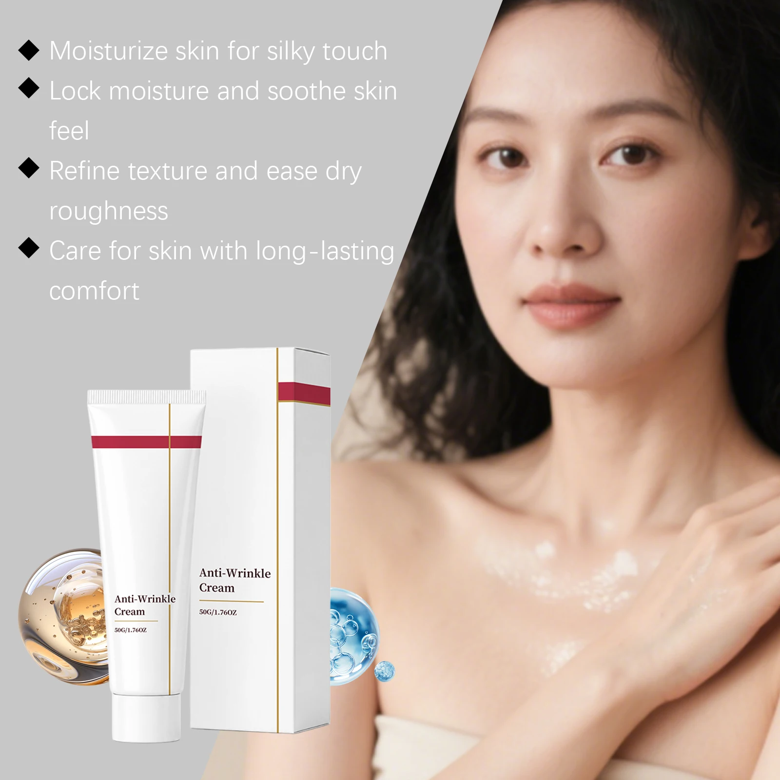 Red Algae Lifting Firming Cream Hyaluronic Nourishing Barrier Repair Radiance Collagen Booster For Face Neck Wrinkle Filler