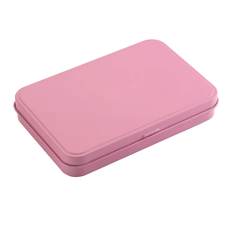 

1PC Pink Rectangle Makeup Brush Storage Tin Box With Lid Eye Shadow Cosmetic Organizer Case for Card Coin Candy Jewelry Gift Box