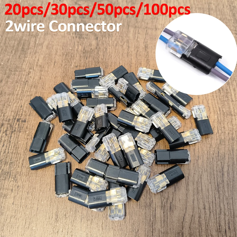 2 Pin 2Wire Plug-in Connectors with Locking Buckle Pluggable LED Wire Connector Terminal Waterproof Quick Connector Cable Clamps