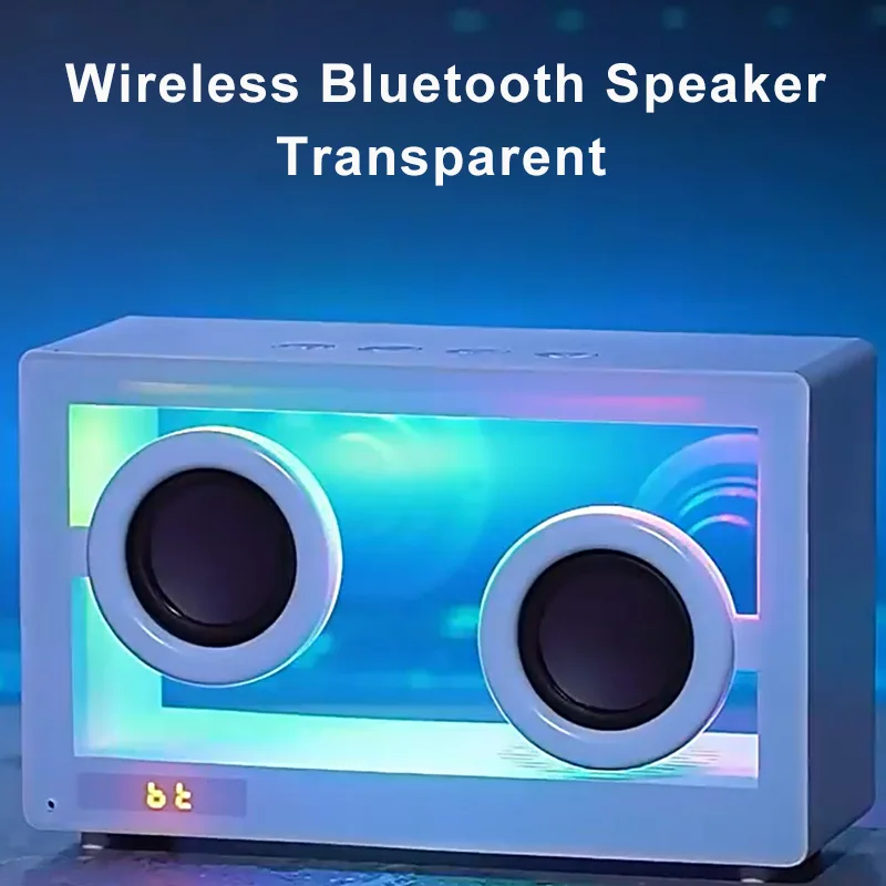 Portable M9 Series Loudspeaker Transparent Wireless Bluetooth Speaker with LED Clock Display TF Card Playback Retro Music Player