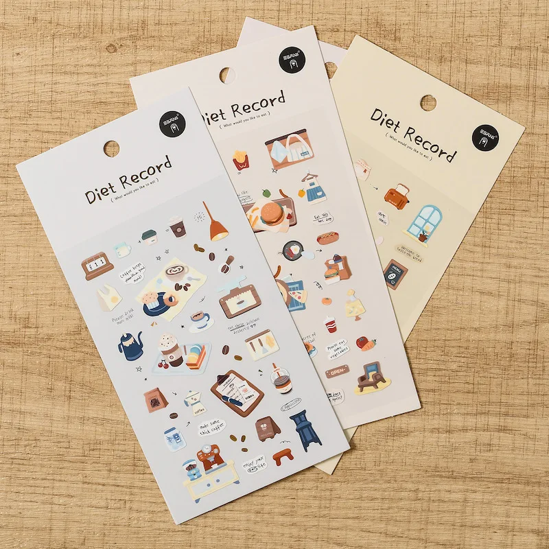 Cute Fast Food Theme Stickers Aesthetic Bakery Cafe Pizza Design Scrapbooking Material for Journaling And Stationery Supplies