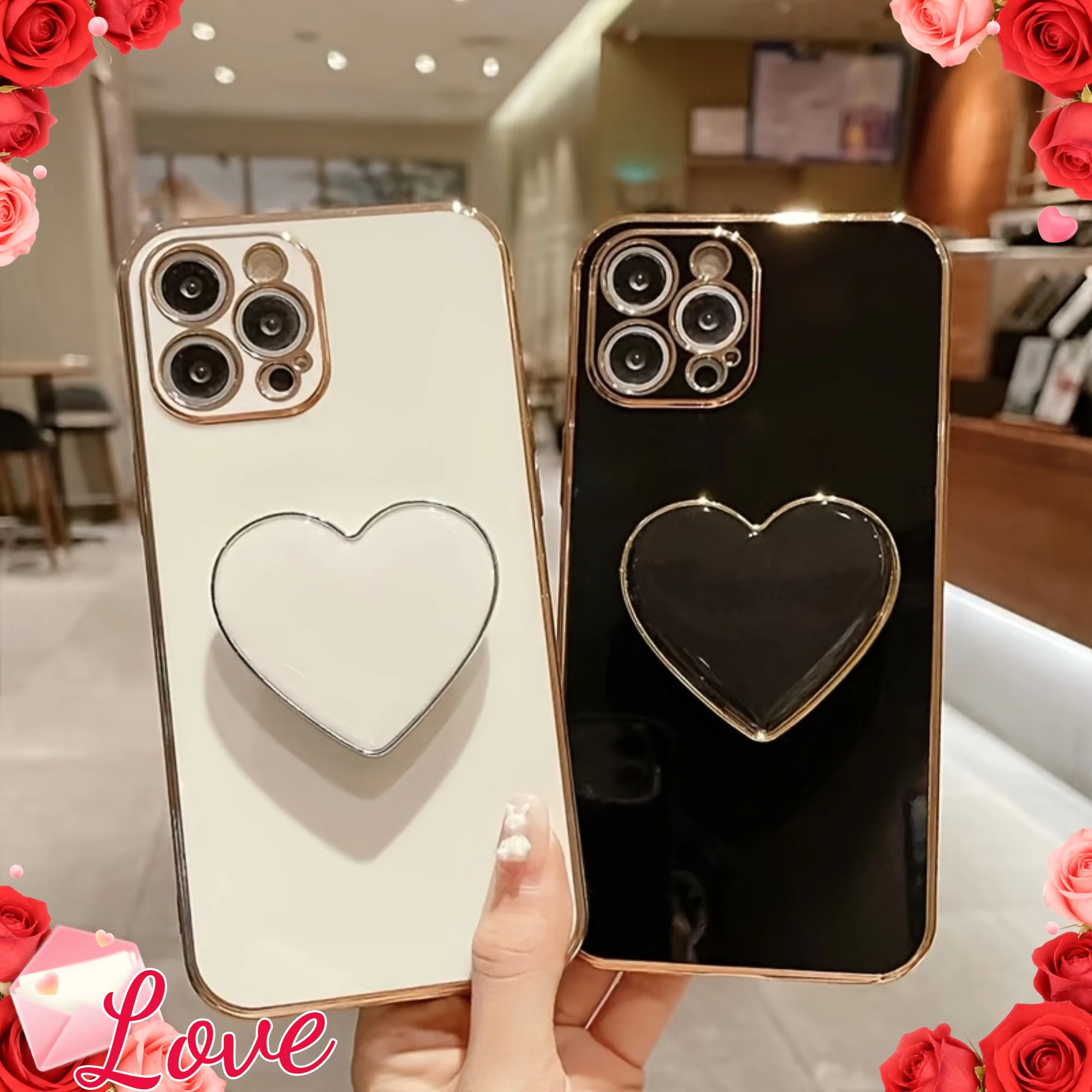 

Luxury Heart-shaped Phone Grip Holder - Suitable for All Models, Reusable, Anti Drop, Holiday Gift