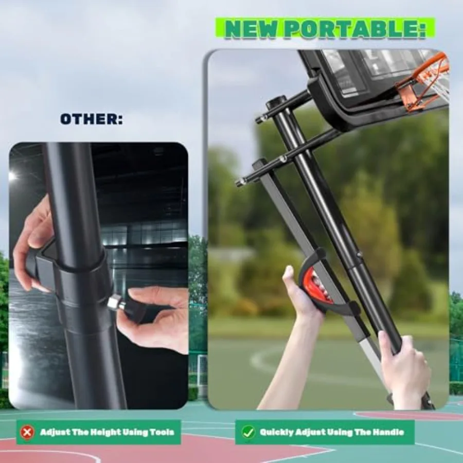 44 Portable Basketball Hoop System for Outdoors with Adjustable Height Ranging from 5.5 to 10 Feet Features Breakaway Rim and I