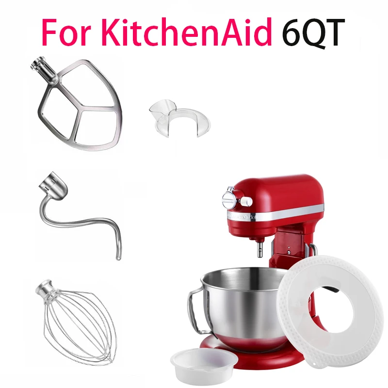 

For Kitchenaid 6 Quart Mixer Aid Attachment Parts AccessoriesStand Mixer Wire Whip& Dough Hook&Mixer Aid Paddle