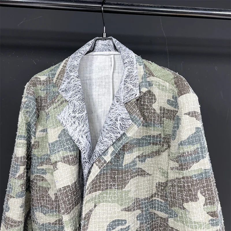 PFHQ Design Camouflage Layered New Jacket Loose Waistband Double Neck Silhouette 2024 Contrast Color Male Tops 21Z5859