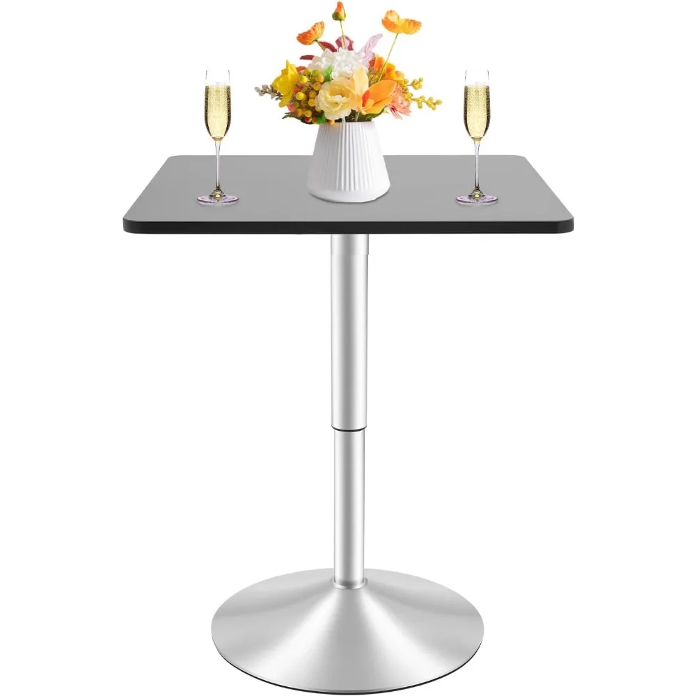 

360° Swivel Bar Table, 23.6" L x 23.6" W Square Hight Top Table with 330.69Lbs Capacity, 27.5-35.4 Inch Height Adjustable, for R