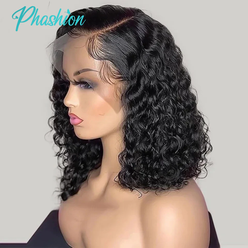 Phashion 13X4 Deep Curly Short Bob Pruik Full Lace Frontale Human Hair Pruiken Voor Zwarte Vrouwen Hd Transparant Kant Front Klaar Om Te Dragen