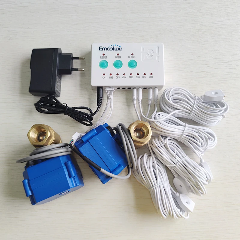 Home Security Water Leakage System DN15 DN20 DN25 Faucet for Plumbers & 4pc 6-meter Water Sensor Protection Against Water Leaks