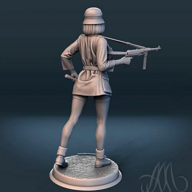 Africa Korps Girl Soldier 1/24 Scale 3D Resin Figure Model Kit History Military Miniatures Unassembled Unpainted 3D Printing