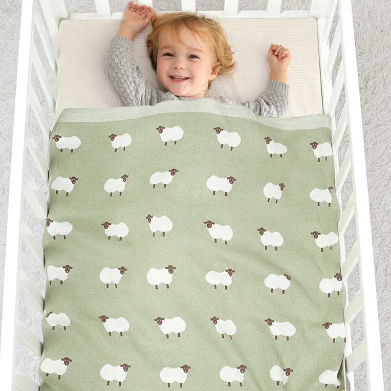 Neugeborene Baby decke Baumwolle stricken Säugling Mädchen Junge Bett Plaid niedlichen Cartoon Schaf Quilts Kleinkind Kinderwagen Wickeln weichen Schlaf bezug