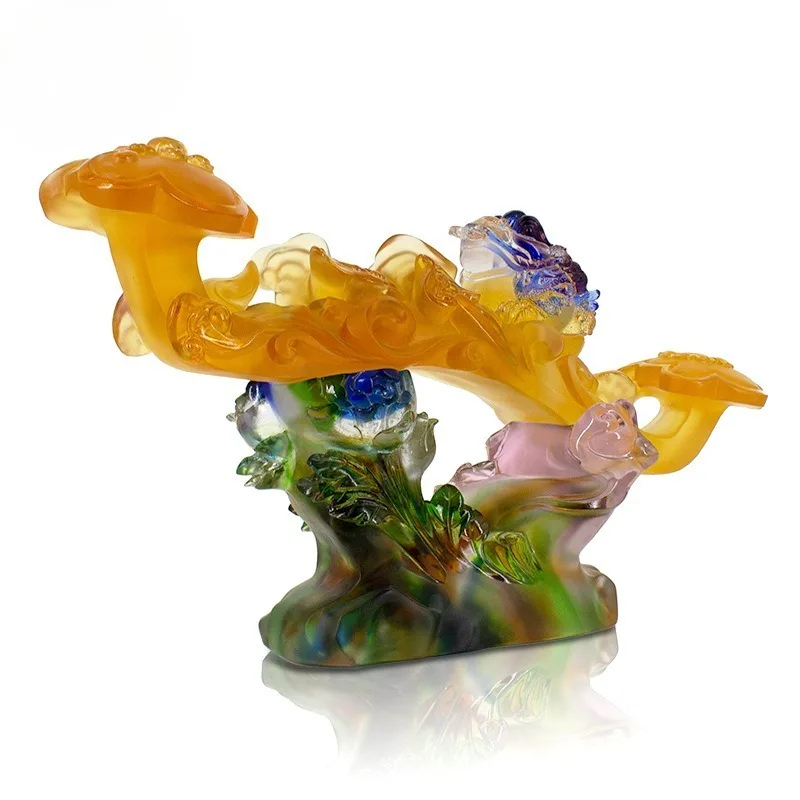 Glazed handicrafts, rich and wishful ornaments, lucky golden toad new home housewarming creative Chinese art gifts