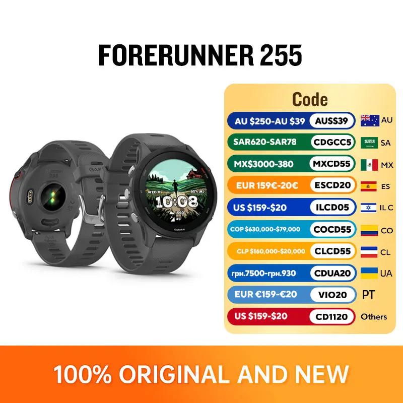 ساعة Garmin Forerunner 255 للجري وركوب الخيل والسباحة الاحترافية، الترياتلون ماراثون المسار والتدريب الميداني #1