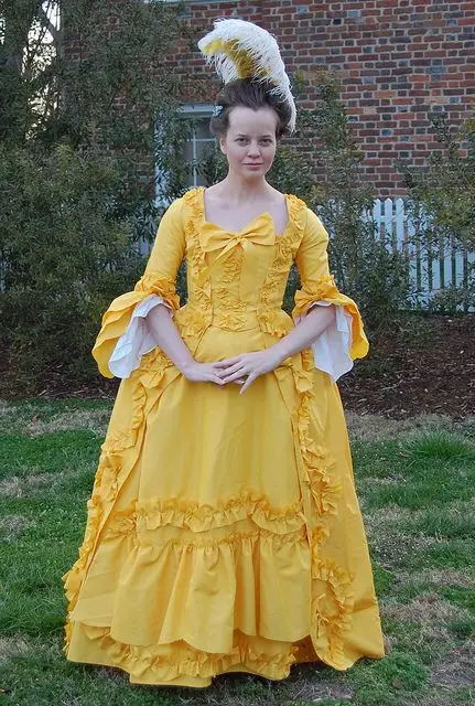 Historical Women's Rococo Marie Antoinette Ball Gown Yellow Dress Medieval Princess Queen French Royal Gown Sack Back Dress