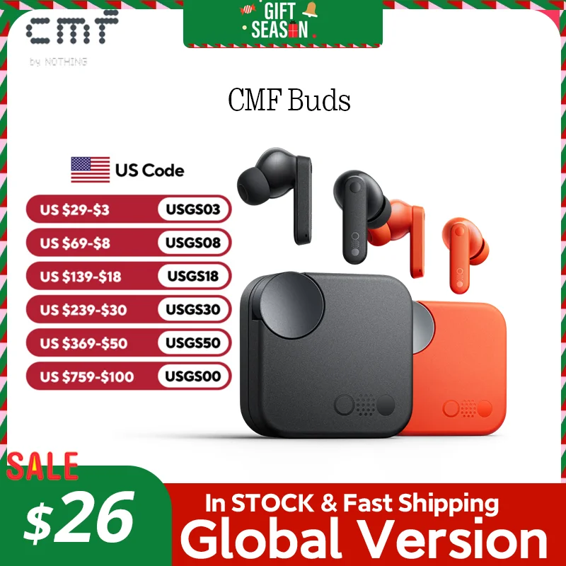 Global Verison CMF by Nothing Buds  with 42 dB ANC Active Noise Cancellation with Transparency Mode  IP54 Bluetooth 5.3