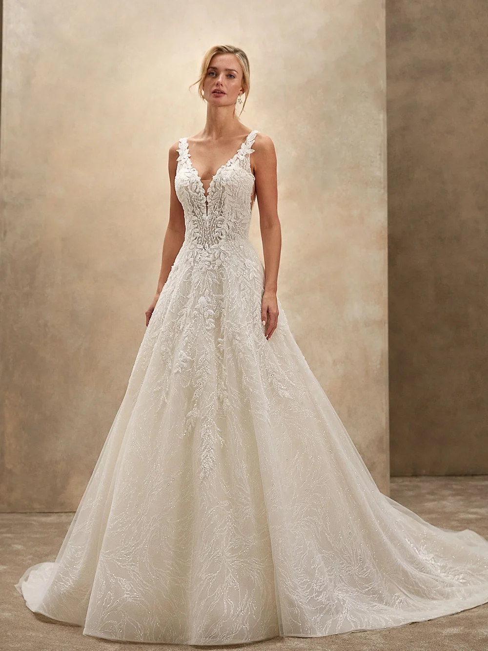 섹시한 딥 브이넥 웨딩 드레스 매력적인 레이스 신부 가운 간단한 a 라인 Tulle 바닥 길이 웨딩 드레스 Vestidos De Novia