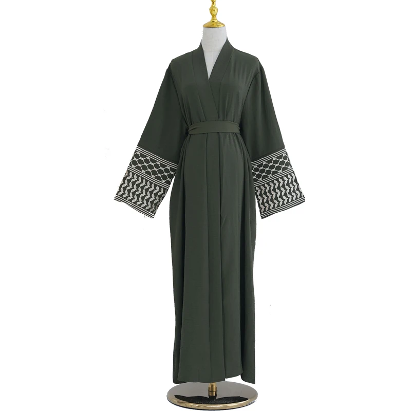 

Модное открытое кимоно с вышивкой, кардиган из Абая, мусульманские длинные абайи для женщин, Дубай, Турция, исламский кафтан, халат Рамадан, кафтан в арабском стиле