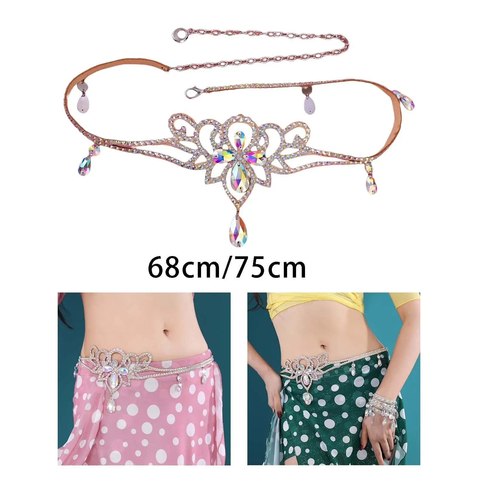 Fashion Women Waist Chain Belly Dancing Belt Jewelry Dancewear Outfit Costume Rhinestone for Bellydance Performance