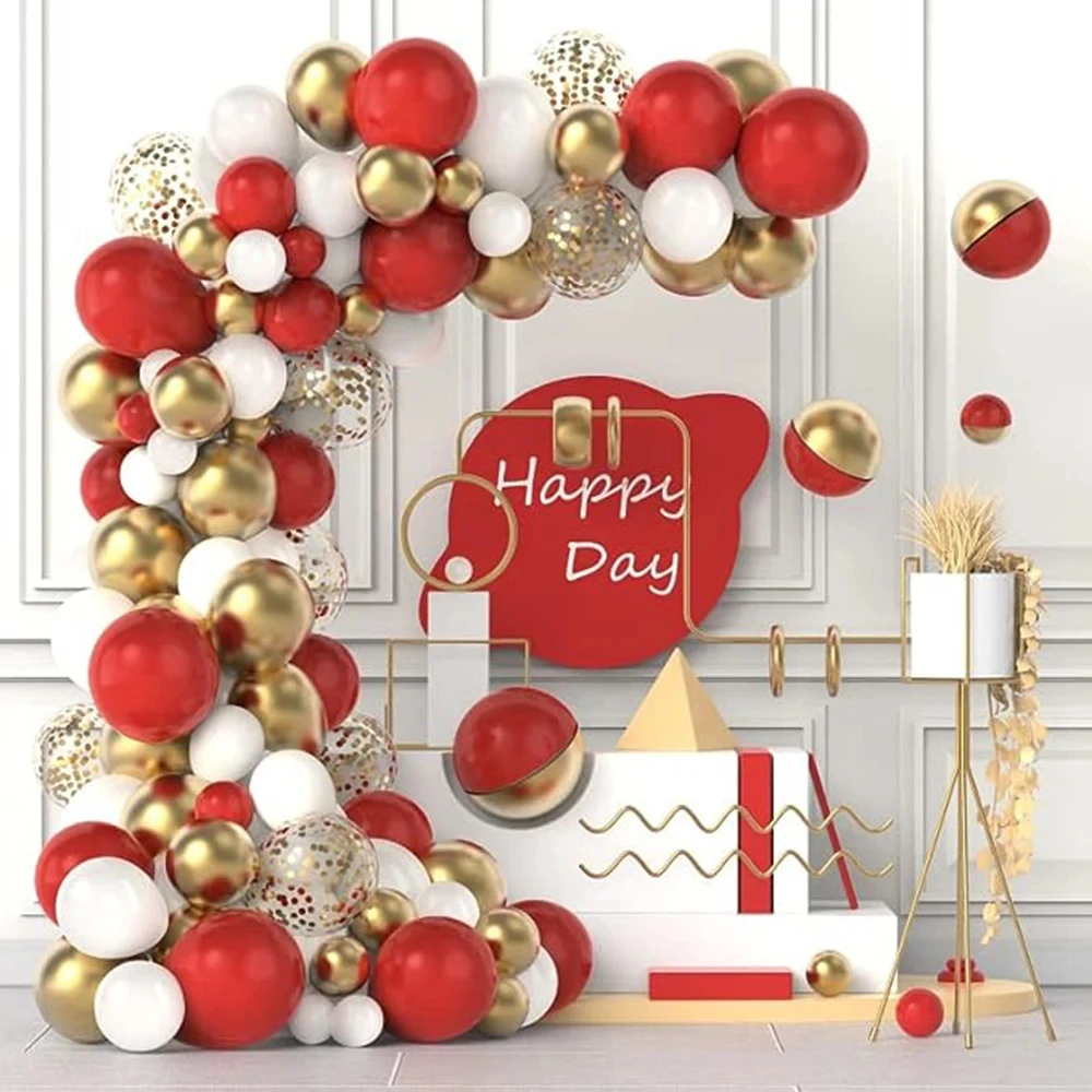 100Pcs Red Black gold Gold White Latex Balloon Garland Arch Kit Birthday Anniversary Wedding Party Background Home Decoration