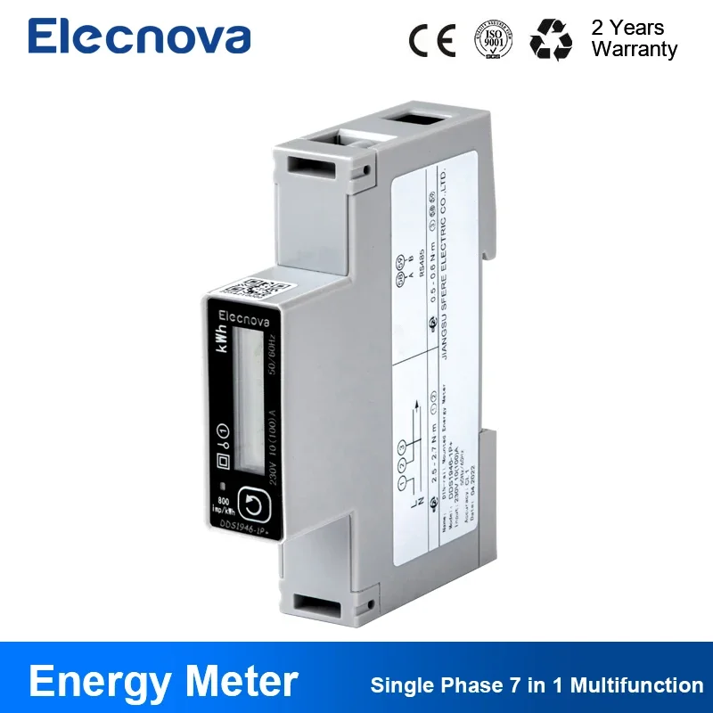 

DIN Rail Energy Power KWh Meter 1 Phase RS485 Digital LCD Electricity Consumption Monitor,AC 230V,50/60Hz Multimeter DDS1946-1P+