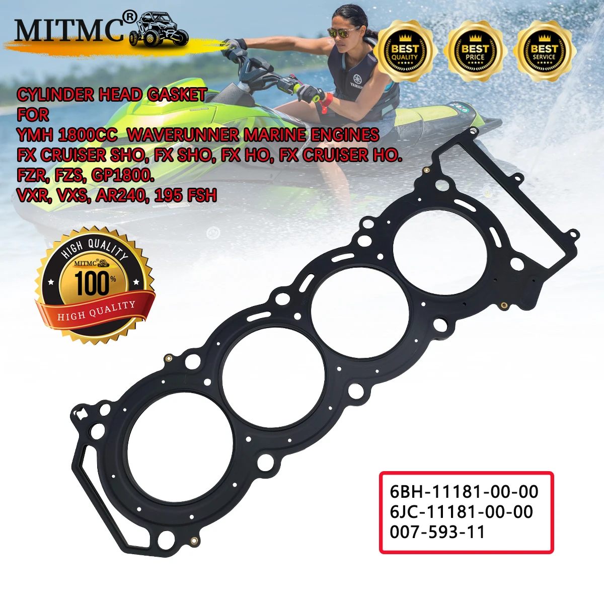 

Cylinder Head Gasket 1 For YMH 1800CC GP1800 FX FZR FZS Waverunner Marine Engines 6BH-11181-00-00 6JC-11181-00-00 007-593-11