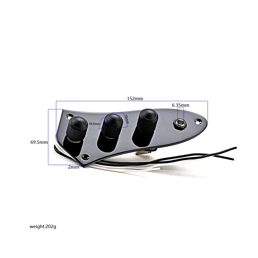 Metal Loaded Prewired Bass Guitar Control Plate for Jazz Bass Guitar Parts Black view 2