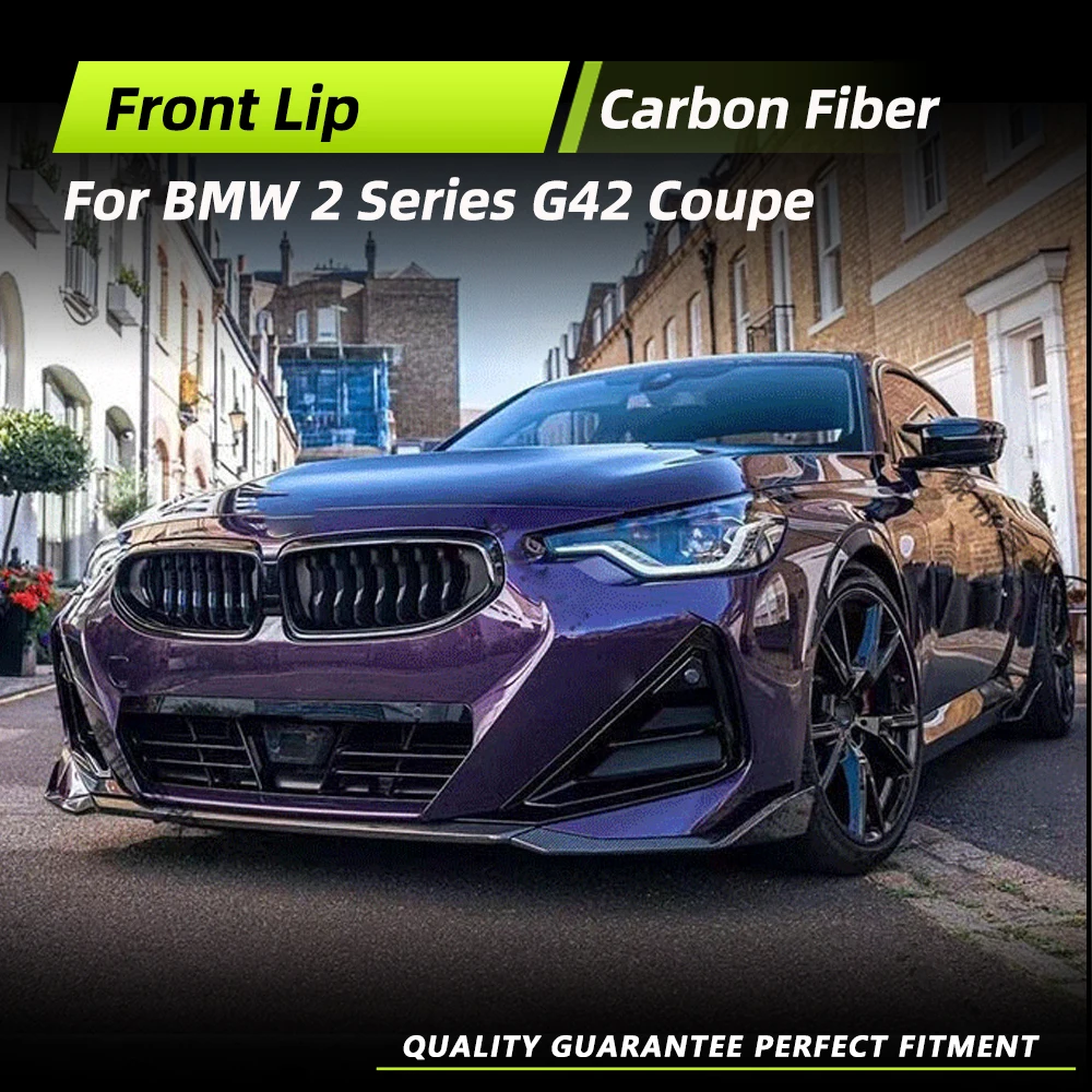 

Автомобильный передний бампер, разделители губ для BMW 2 серии G42 Coupe M220i M Sport 2022 2023, передняя защита для подбородка, комплекты кузова из углеродного волокна