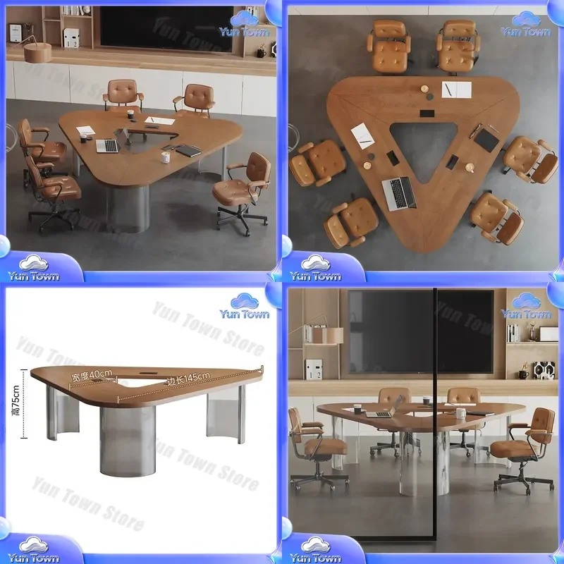 Solid Wood Desk for Office Furniture Set Tables and Chairs for Designer Workspace Reception Table Negotiation Table Light