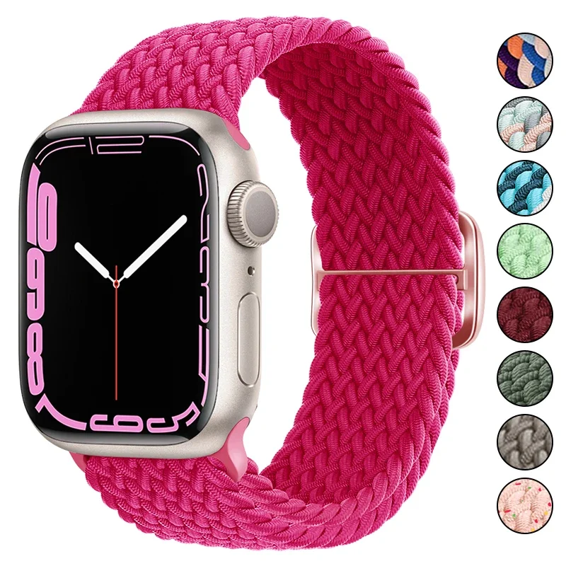 Braided Solo Loop For Apple watch Ultra band 40mm 44mm 41mm 38mm 49mm 45mm Elastic Nylon bracelet iWatch series 9 8 7 3 se strap