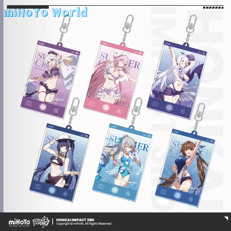 MiHoYo Official Honkai Impact 3 Acrylic Pendant Kiana Kaslana Summer Series 3rd Bullet Tinplate Raiden Mei Pendant Quicksand