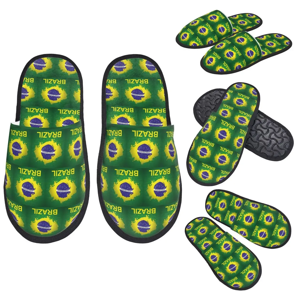 

Тапочки с флагом Бразилии на заказ, теплые мягкие женские домашние тапочки из пены с эффектом памяти, домашняя удобная обувь