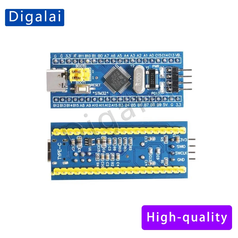 100% novo original stm32f103c6t6/c8t6 placa de sistema mínimo único chip braço placa desenvolvimento para aprendizagem e projetos