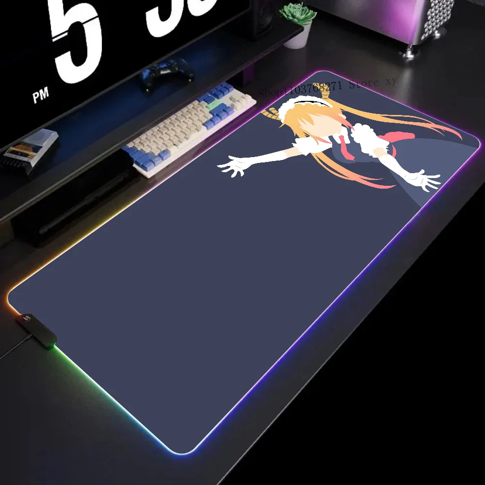 Tohru Kobayashi-san Chi No Maid Dragon Mousepad XXL RGB Gaming Mouse Pads HD Black Gamer Accessories Large LED