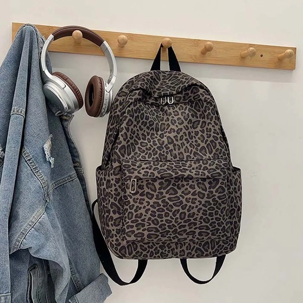 

Сумка для ноутбука, нейлоновый рюкзак с леопардовым принтом, ретро-рюкзак для студентов, школьный рюкзак, прочный рюкзак с фиксированными ремнями, вместительный рюкзак на каждый день