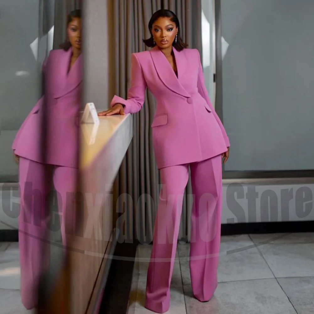 

Женский костюм на одной пуговице, модные комплекты с шалью и лацканами на заказ, вечерние, свадебные, модные брюки высокого качества, комплекты из двух предметов