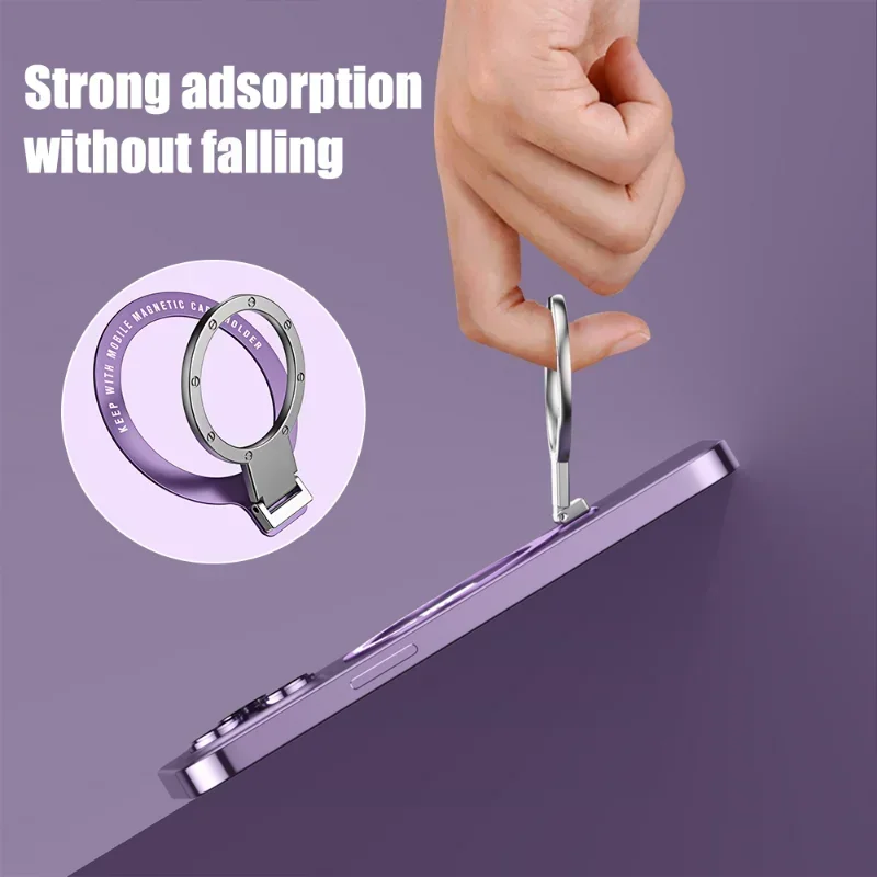 Foldable Magnetic Ring Holder For MagSafe Multi Angle Adhesive Paste Rack Support Magnet Finger Ring Phone GripTop Stand Holder