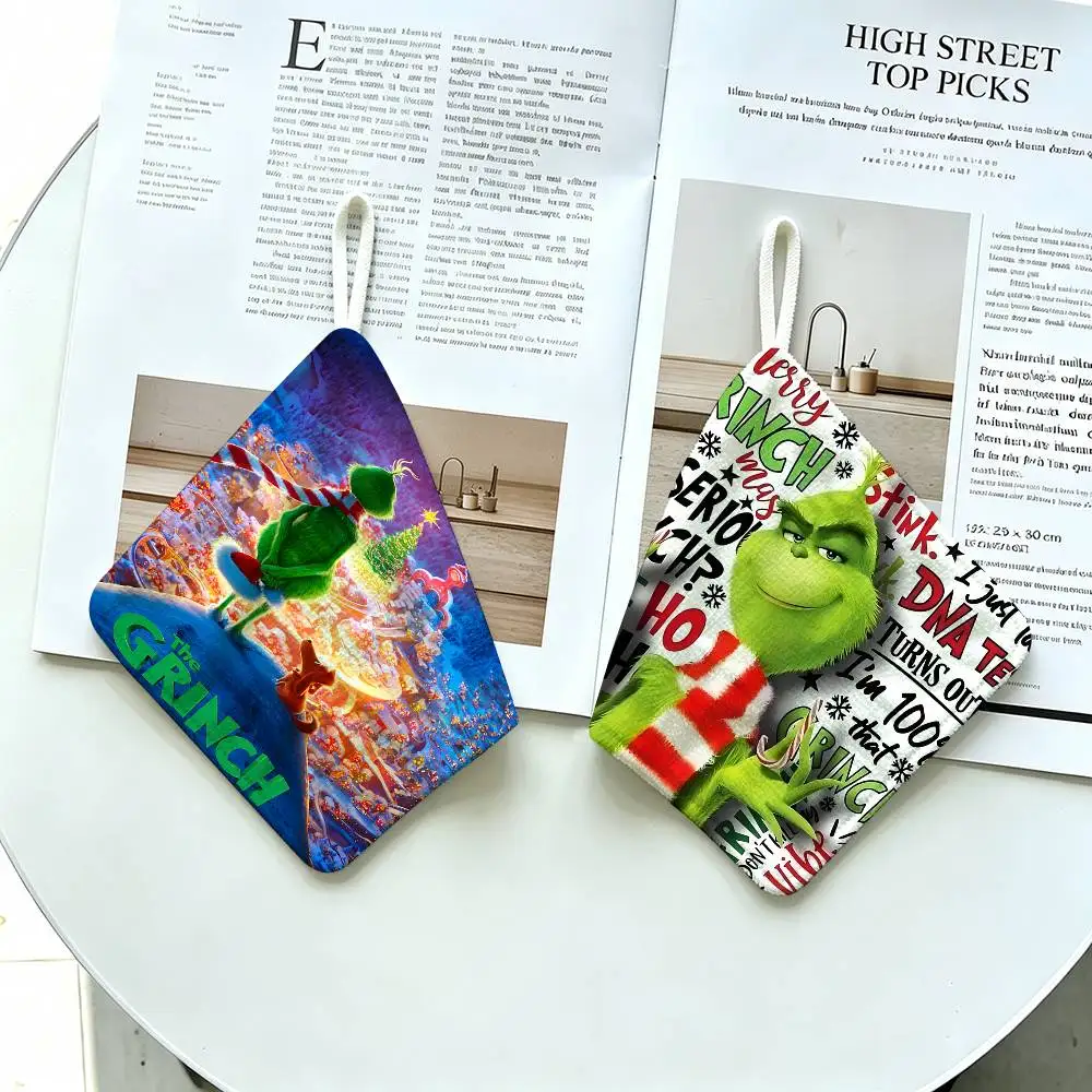 Cartoon THE G-GRINCHS Thickened Polyester Cotton Hanging Towel, High Absorbent Hand Wiping Towel for Indoor Use