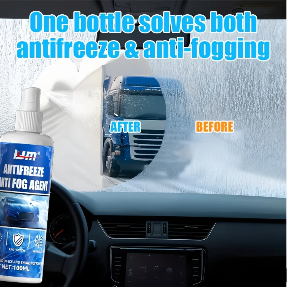 100ml Car Antifreeze and Anti-fogging Windscreen Defogger One Bottle to Solve the Problem of Icing and Defogging Suitable for Wi