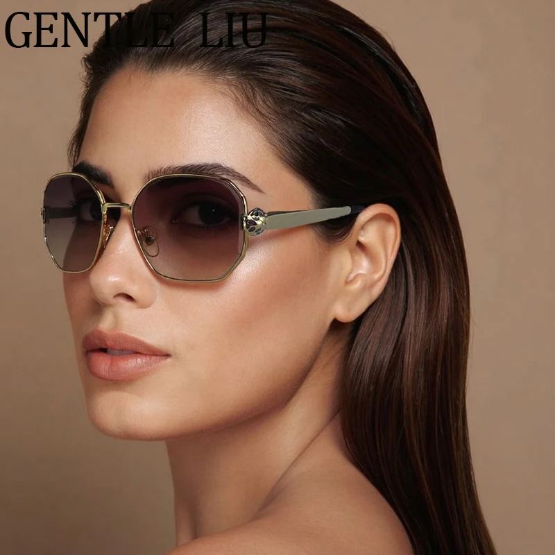 خمر النظارات الشمسية مربع غير النظامية النساء 2025 العلامة التجارية الفاخرة الشرير مضلع إطار معدني نظارات شمسية للسيدات نظارات UV400 ظلال