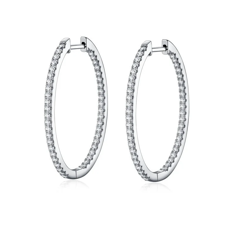 

ZFSILVER Fashion Trendy Classic 925 Silver Color D Moissanite Big Circle Earring For Charm Women Accessories Jewelry Gift E17011