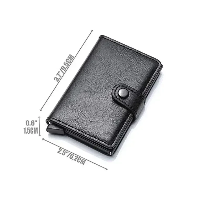 RFID Carbon Fiber Wallet for Men - Slim Minimalist Credit Card Holder, Metal Smart Pop-Up Wallet, Thin RFID Blocking Small Black Purse image 2