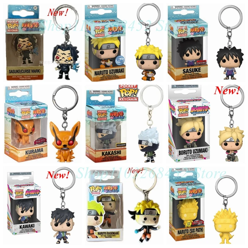 New 22 Styles Funko Pocket Narutoes Keychains Boruto Kawaki KAKASHI SIX PATH Pain Madara Sasuke Kurama Anime Action Toys Figures